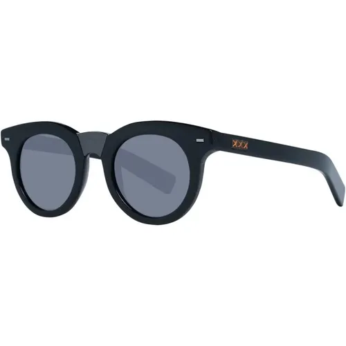 Schwarze runde Sonnenbrille mit UVA/UVB-Schutz - Ermenegildo Zegna - Modalova