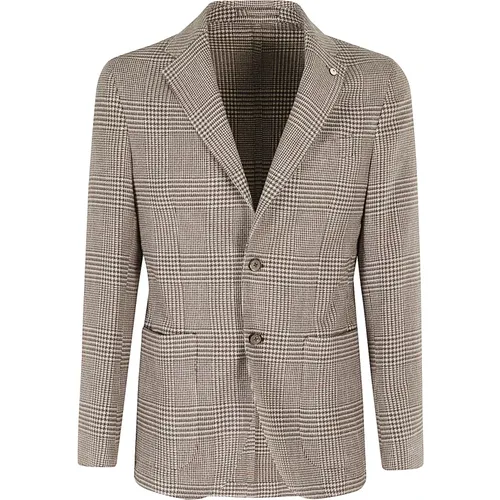 Cashmere Cotton Jacket Madras Style , male, Sizes: L, 2XL, XL - L.b.m. 1911 - Modalova