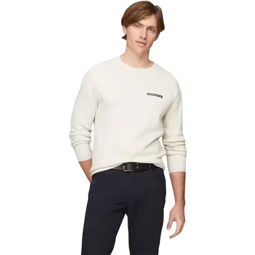 Heathered Speckled Graphic C Neck Sweater , Herren, Größe: L - Tommy Hilfiger - Modalova