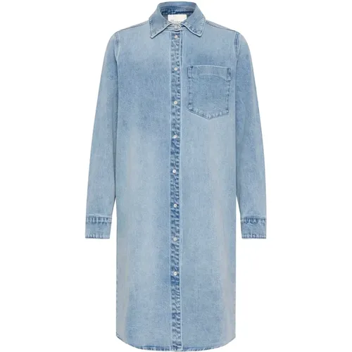 Denim Shirt Dress Light Retro Wash , female, Sizes: L, M, 2XL, 3XL, S - My Essential Wardrobe - Modalova