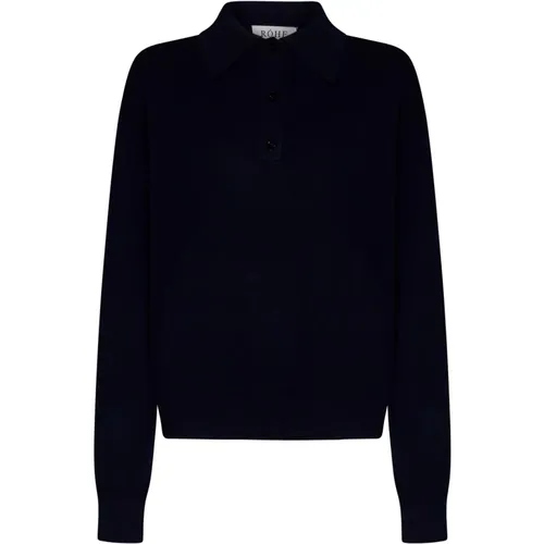 Wool-Cashmere Blend Knit Polo Sweater , female, Sizes: L, M - Róhe - Modalova