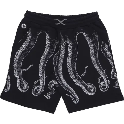 Schwarze Sweatshorts mit Tentakeldruck , Herren, Größe: L - Octopus - Modalova