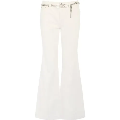 Flare Weiße Baumwoll-Denim-Jeans , Damen, Größe: 2XL - Michael Kors - Modalova