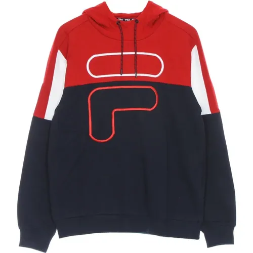 Blocked Lightweight Hoodie Black/Red/White , male, Sizes: S, L - Fila - Modalova