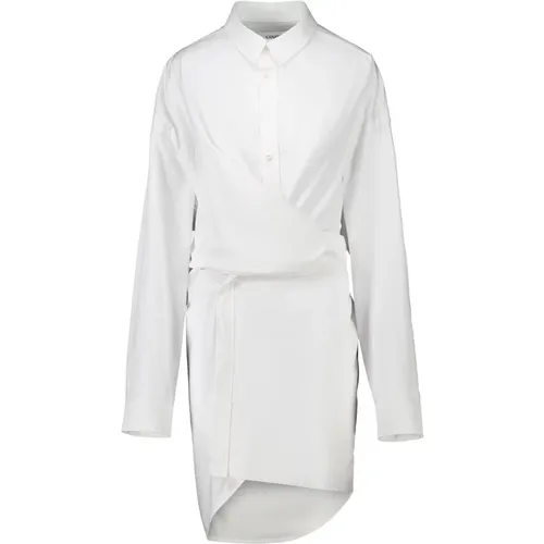 Asymmetrisches Weißes Baumwollhemdkleid , Damen, Größe: XS - Laneus - Modalova