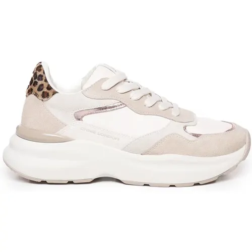 Sneakers mit Animal-Print in Weiß/Beige , Damen, Größe: 36 EU - Crime London - Modalova