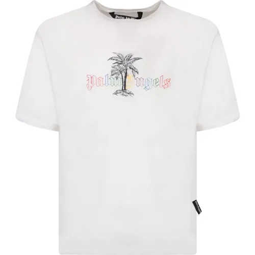 Logo T-Shirt mit Abfallenden Schultern - Palm Angels - Modalova