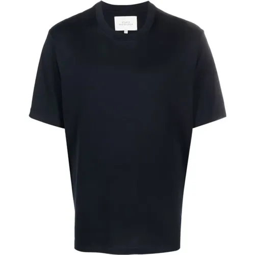 Navy Baumwoll-Jersey Rundhals T-Shirt , Herren, Größe: S - Studio Nicholson - Modalova