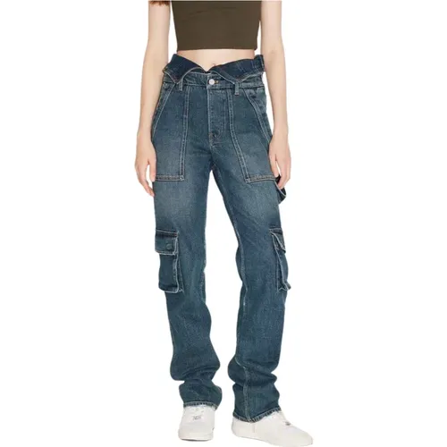 Vintage Cargo Style Jeans mit seitlichem Reißverschluss und doppeltem Bund - Miss Sixty - Modalova