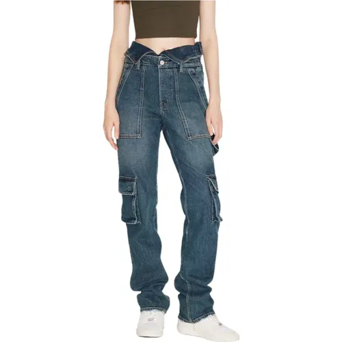 Vintage Cargo Style Jeans mit seitlichem Reißverschluss und doppeltem Bund , Damen, Größe: W26 - Miss Sixty - Modalova