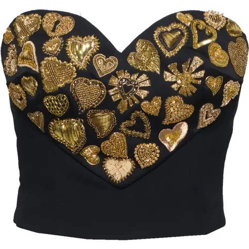 Embroidered Bustier with Golden Pajettes , female, Sizes: S - Moschino - Modalova