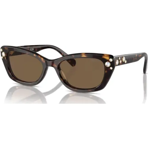 Dark Havana Sunglasses Sk6019 , female, Sizes: 54 MM - Swarovski - Modalova