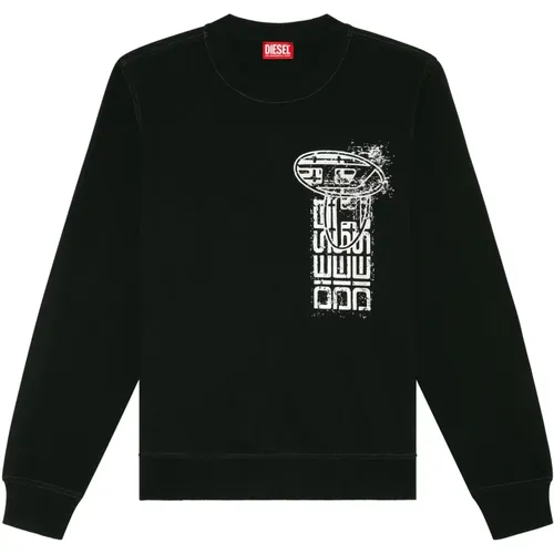 Sweatshirt mit Metallic-Logo-Print , Herren, Größe: M - Diesel - Modalova