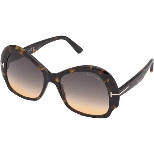 Zelda Sunglasses Dark Havana/Grey Rose Shaded , female, Sizes: 56 MM - Tom Ford - Modalova