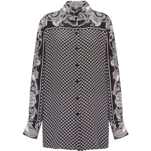 Paisley-print silk shirt , female, Sizes: S - Balmain - Modalova