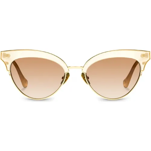 Kyle Sunglasses Gold Brown Gradient Lenses , female, Sizes: 53 MM - Kaleos - Modalova