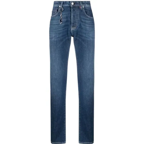 Blaue Gerades Jeans mit rotem Nieten , Herren, Größe: 3XL - PAUL & SHARK - Modalova