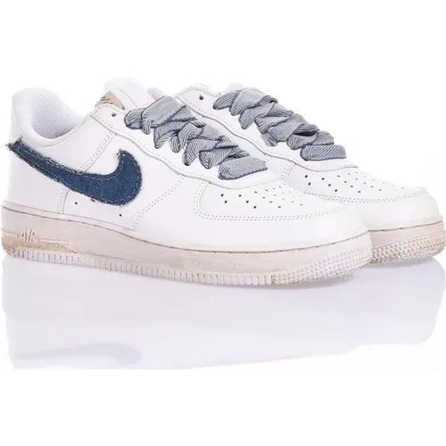 Customized Men's Light Blue Beige Sneakers , male, Sizes: 10 1/2 UK, 3 1/2 UK, 11 UK, 2 1/2 UK, 6 1/2 UK, 6 UK, 5 UK, 1 1/2 UK, 8 UK, 7 UK, 4 1/2 UK, - Nike - Modalova