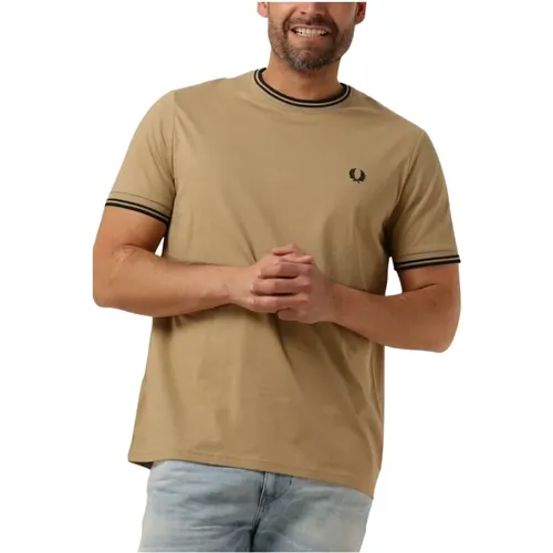 Herren Twin Tipped T-shirt,Gestreiftes T-Shirt mit Lorice-Wreath-Stickerei - Fred Perry - Modalova