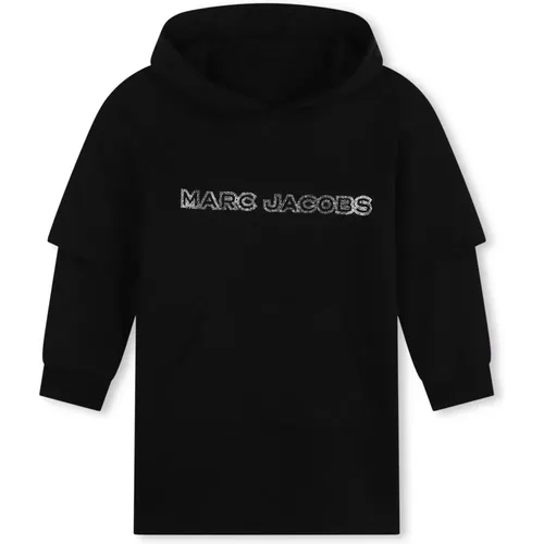 Schwarzes Sweatshirt-Kleid mit Pailletten-Logo - Marc Jacobs - Modalova