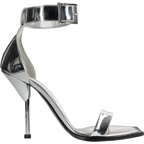 Silver Heel Sandals for Modern Women , female, Sizes: 4 1/2 UK, 4 UK, 3 UK, 6 UK, 5 1/2 UK - alexander mcqueen - Modalova