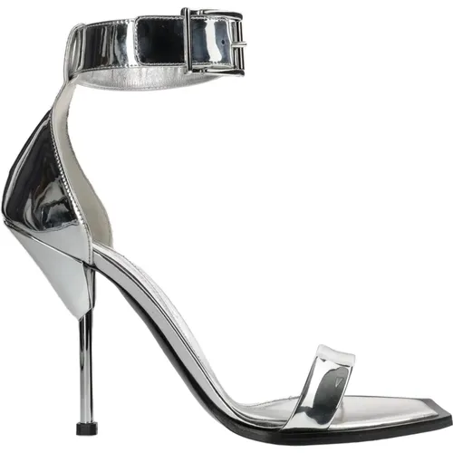 Silver Heel Sandals for Modern Women , female, Sizes: 4 1/2 UK, 4 UK, 5 UK, 3 UK, 6 UK, 5 1/2 UK - alexander mcqueen - Modalova