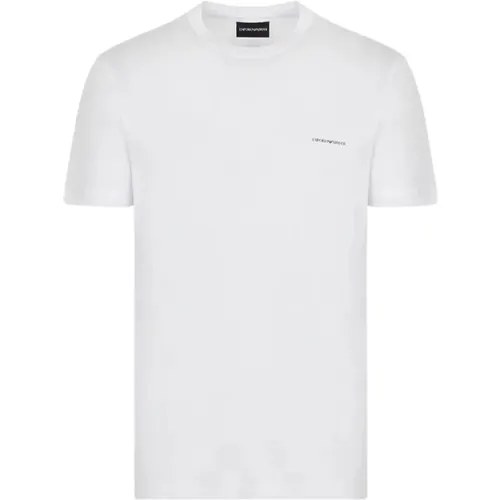 Logo Inschrift Tencel Mischung T-Shirt - Weiß , Herren, Größe: 3XL - Emporio Armani - Modalova