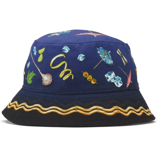 Colorful Cotton Hat with Falling Edge , unisex, Sizes: S - Casablanca - Modalova