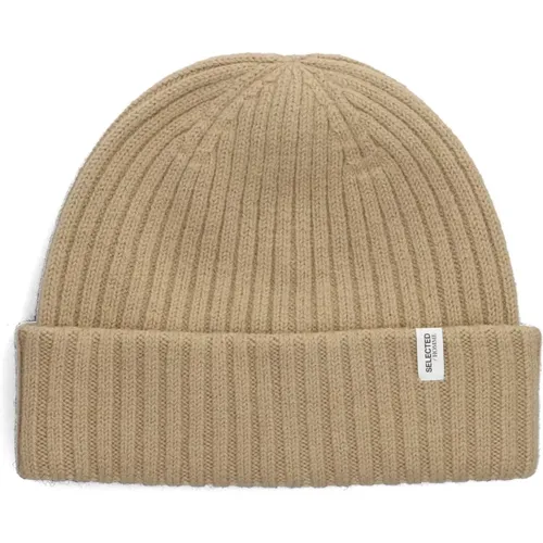 Merino Wool Beanie Hat , Herren, Größe: ONE Size - Selected Homme - Modalova