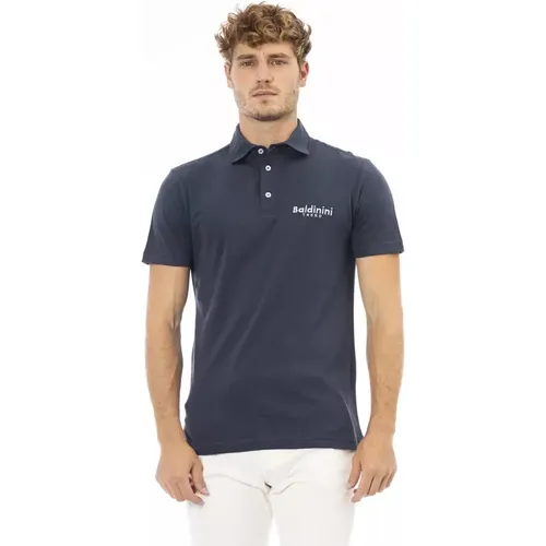 Trendiges Blaues Polo Shirt mit Besticktem Logo - Baldinini - Modalova