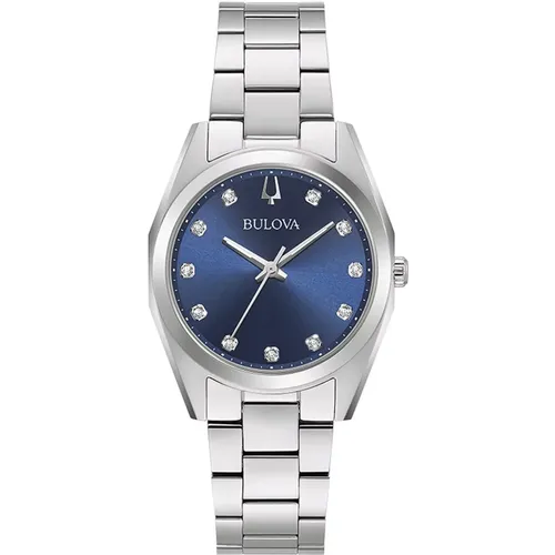 Damenstahl Uhr, blaues Zifferblatt - Bulova - Modalova