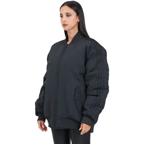 Schwarze Oversized SST Bomberjacke , Damen, Größe: L - adidas Originals - Modalova