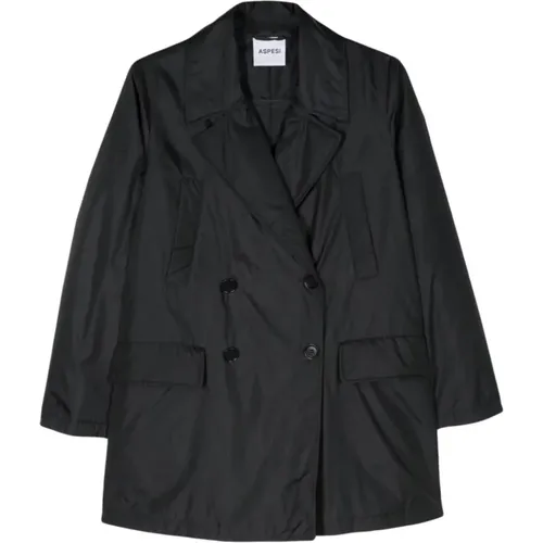 Stylish Nero Overcoat for Men , female, Sizes: L, S - Aspesi - Modalova