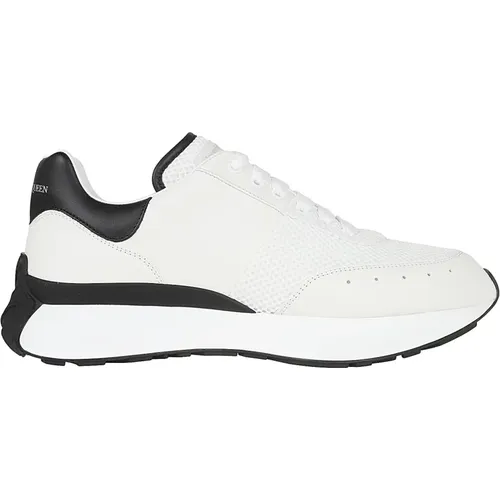 Weiß Schwarz Silber Leder Sneakers - alexander mcqueen - Modalova