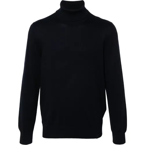 Navy Wool Knit Jumper , male, Sizes: S, L, 2XL, M, XL - Fay - Modalova