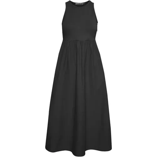 Elegantes Schwarzes Midi-Kleid , Damen, Größe: L - Gestuz - Modalova