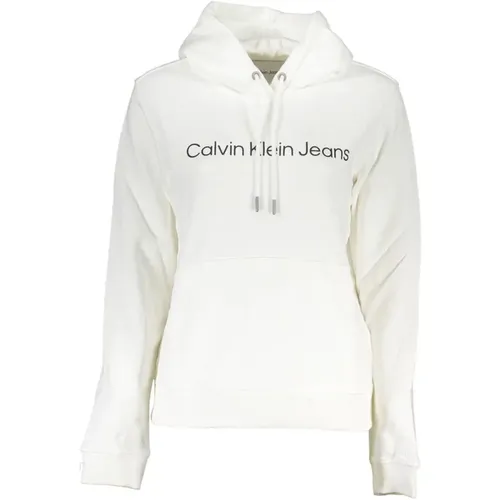 Weißer Kapuzenpullover aus Baumwolle mit Logo - Calvin Klein - Modalova