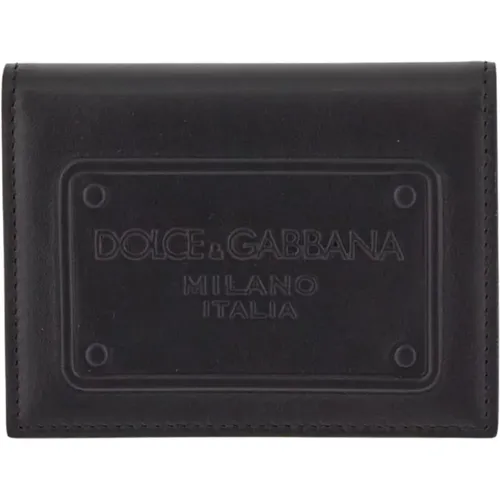 Geprägte Logo Leder Geldbörse , Herren, Größe: ONE Size - Dolce & Gabbana - Modalova