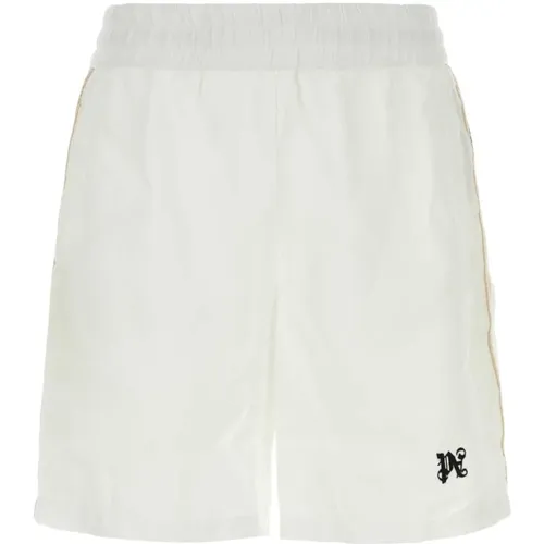 Weiße Leinen-Bermuda-Shorts, Stilvolles Upgrade für Männer - Palm Angels - Modalova
