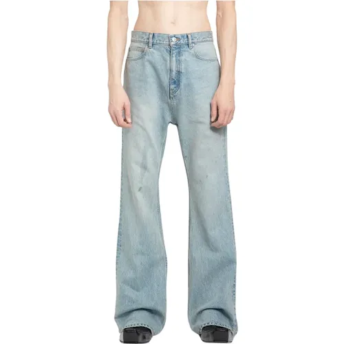 Hellblaue Ausgestellte Jeans aus Gewaschenem Denim - Balenciaga - Modalova