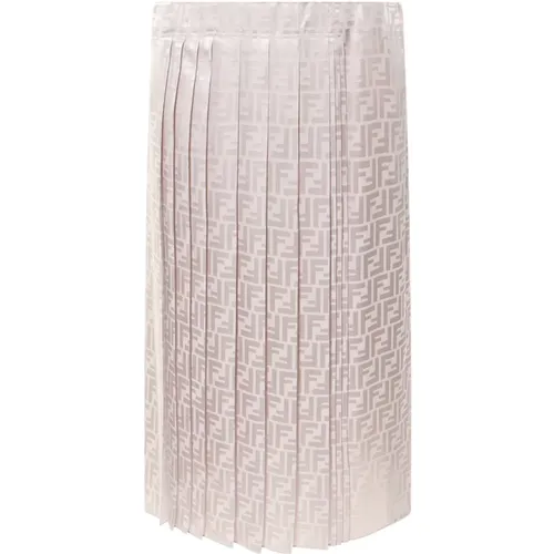 Grey Silk Pleated Skirt , female, Sizes: L, M - Fendi - Modalova