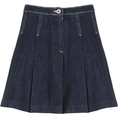 Cotton Mini Skirt with Pleated Hem , female, Sizes: W25, W26, W27 - Kenzo - Modalova