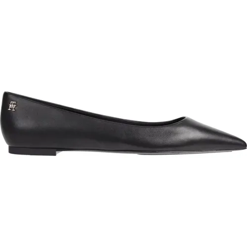 Schwarze spitze Ballerinas , Damen, Größe: 37 EU - Tommy Hilfiger - Modalova