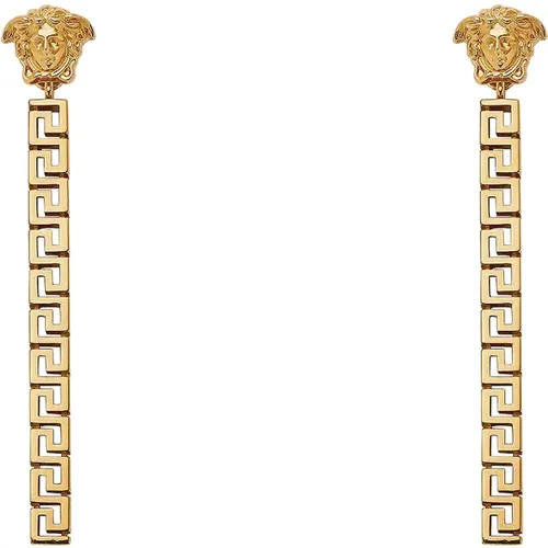 Gold Metal Earrings with Medusa Detail , female, Sizes: ONE SIZE - Versace - Modalova