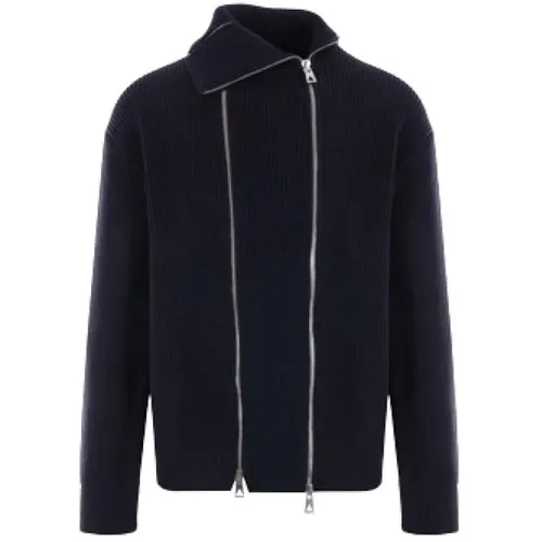 Ribbed Wool Blend Sweater with Double Front Zip , male, Sizes: M, L - Bottega Veneta - Modalova