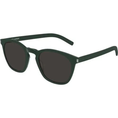 Grün und Schwarz Slim Sonnenbrille , Herren, Größe: 49 MM - Saint Laurent - Modalova