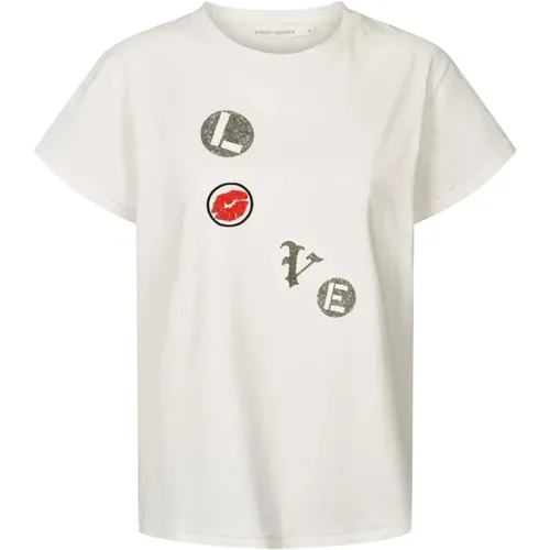 Vintage-inspiriertes Ambla T-Shirt Kreide , Damen, Größe: M - Rabens Saloner - Modalova