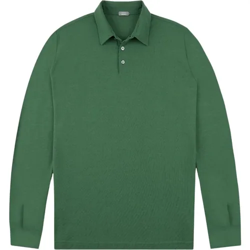 Langarm Ice Cotton Polo,Langarm Baumwoll-Poloshirt,Polo Shirts,Langarm Polo aus Baumwolle - Zanone - Modalova