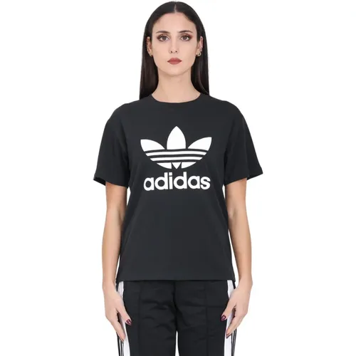 Schwarzes Trefoil Regular T-Shirt , Damen, Größe: S - adidas Originals - Modalova