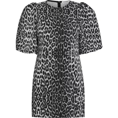 Leopardenmuster Puff Kleid Dunkelgrau , Damen, Größe: XS - Co'Couture - Modalova